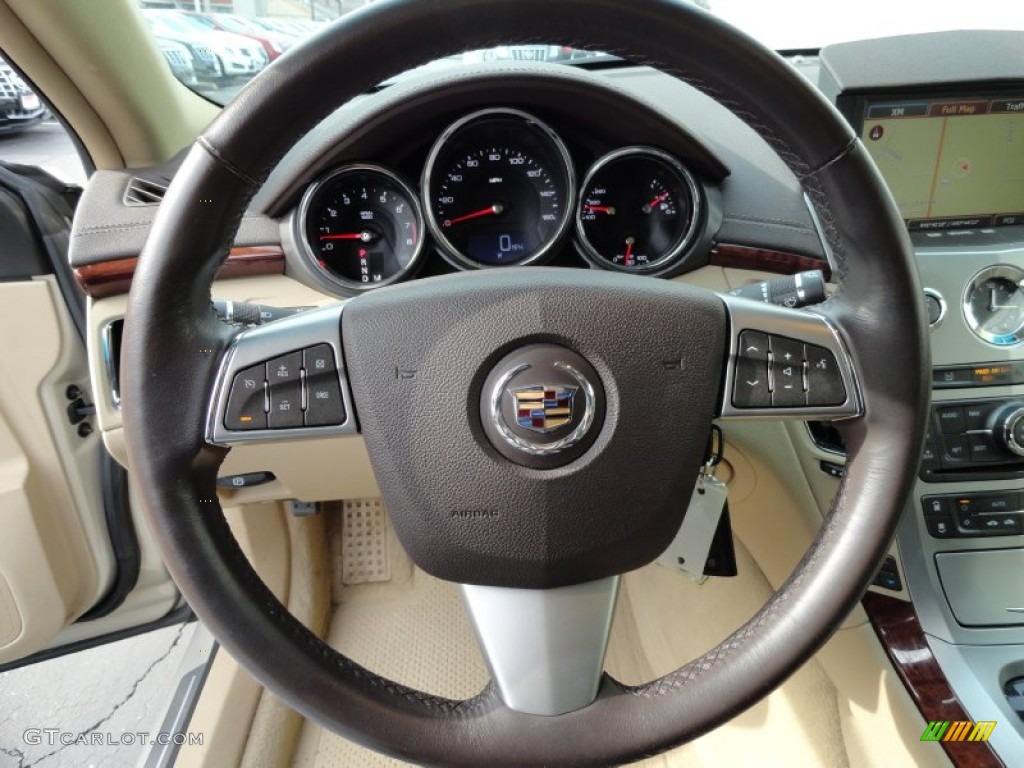 2008 Cadillac CTS Sedan Cashmere/Cocoa Steering Wheel Photo #75934435
