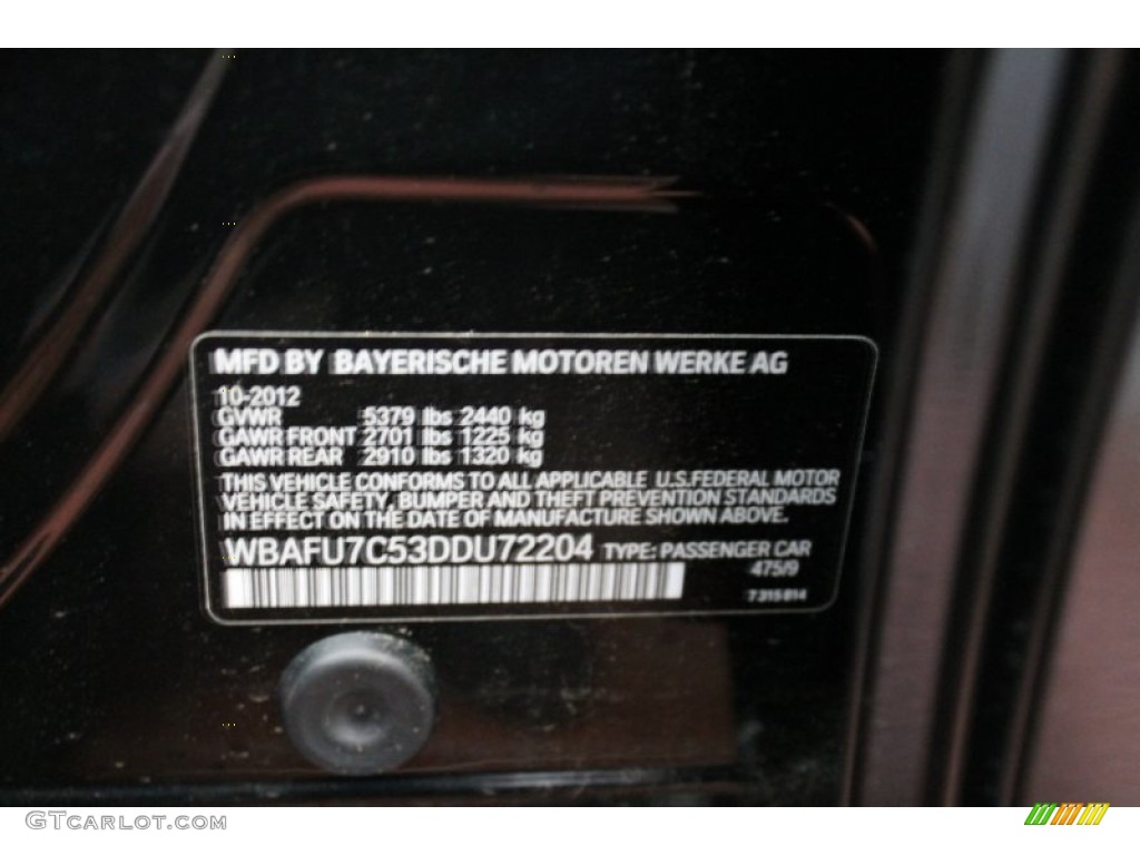 2013 5 Series 535i xDrive Sedan - Black Sapphire Metallic / Everest Gray photo #16