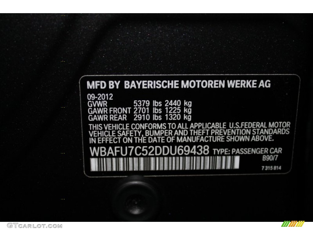 2013 5 Series Color Code B90 for Dark Graphite Metallic II Photo #75935827