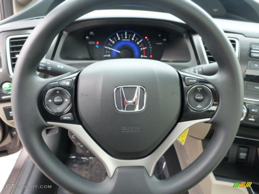 2013 Honda Civic EX Sedan Beige Steering Wheel Photo #75937770