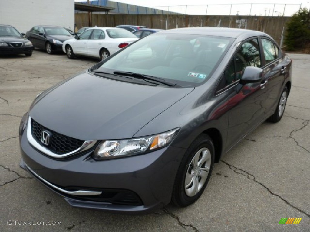 2013 Civic LX Sedan - Polished Metal Metallic / Gray photo #8