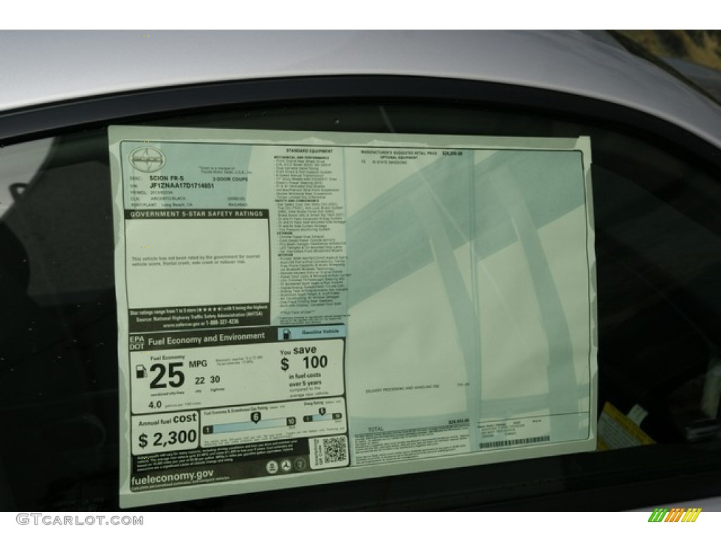 2013 Scion FR-S Sport Coupe Window Sticker Photo #75946489