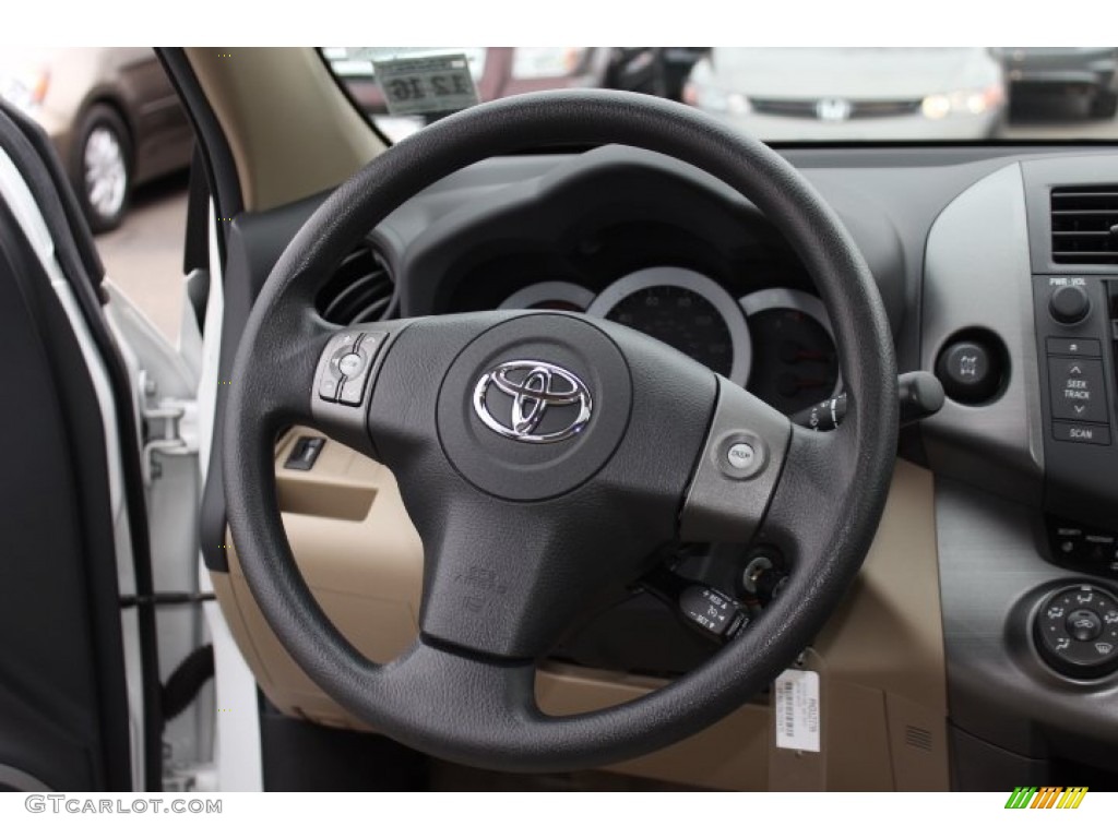 2011 Toyota RAV4 I4 4WD Sand Beige Steering Wheel Photo #75954669