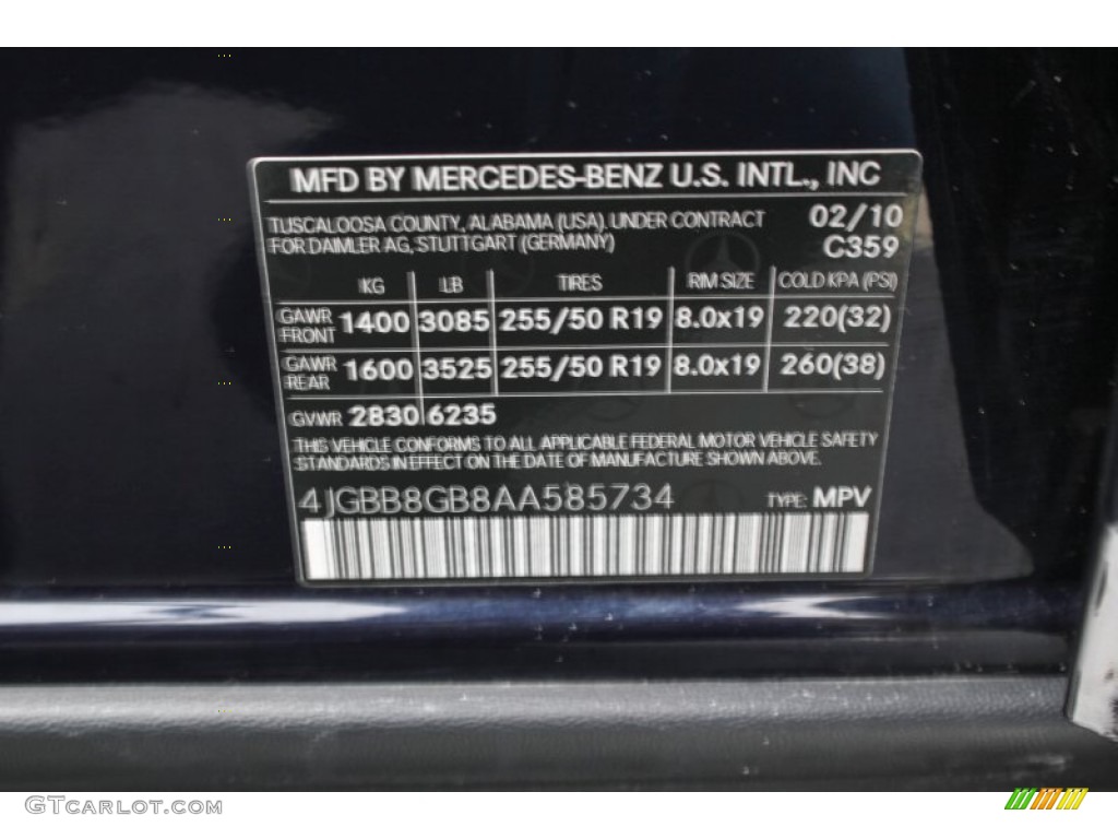 2010 ML Color Code 359 for Capri Blue Metallic Photo #75965159