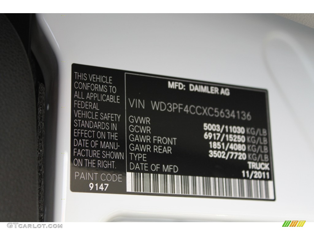 2012 Sprinter 3500 High Roof Extended Cargo Van - Arctic White / Lima Black Fabric photo #14