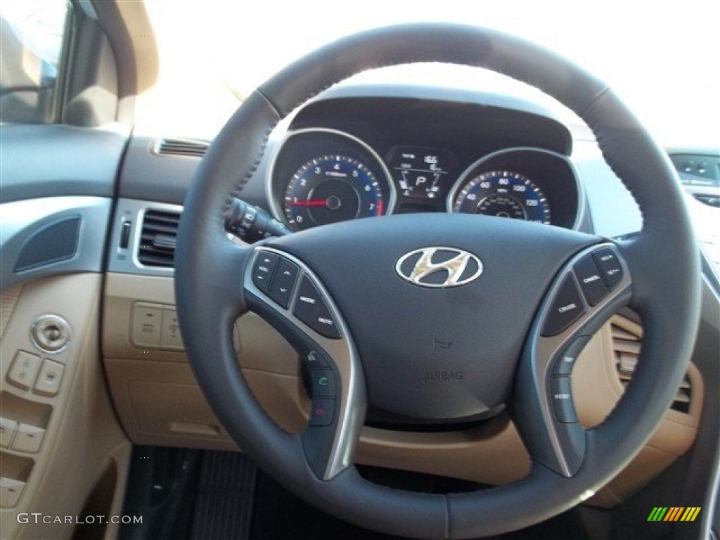 2013 Elantra Limited - Blue Sky Metallic / Beige photo #14