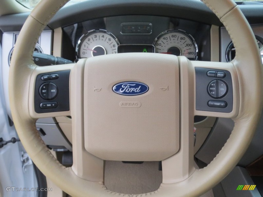 2007 Ford Expedition Eddie Bauer Charcoal Black/Camel Steering Wheel Photo #75966451