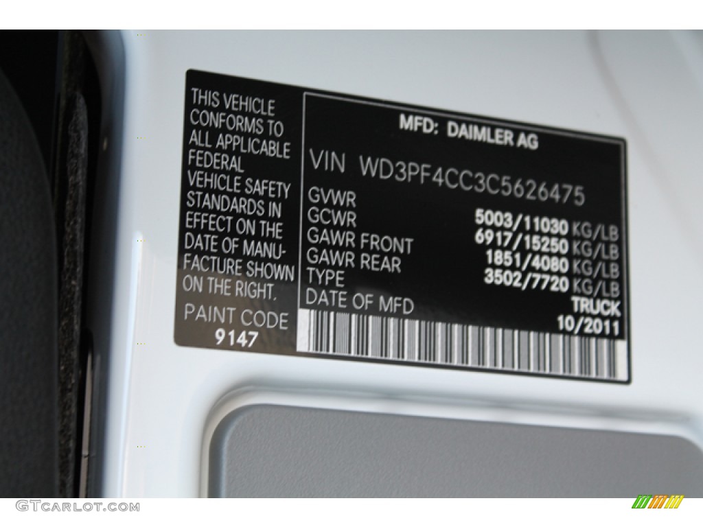2012 Sprinter 3500 High Roof Extended Cargo Van - Arctic White / Lima Black Fabric photo #13