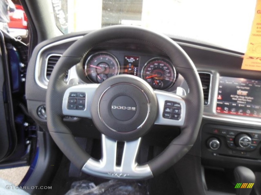 2013 Dodge Charger SRT8 Black Steering Wheel Photo #75969964