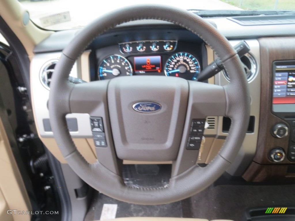 2013 Ford F150 Lariat SuperCrew Adobe Steering Wheel Photo #75970606