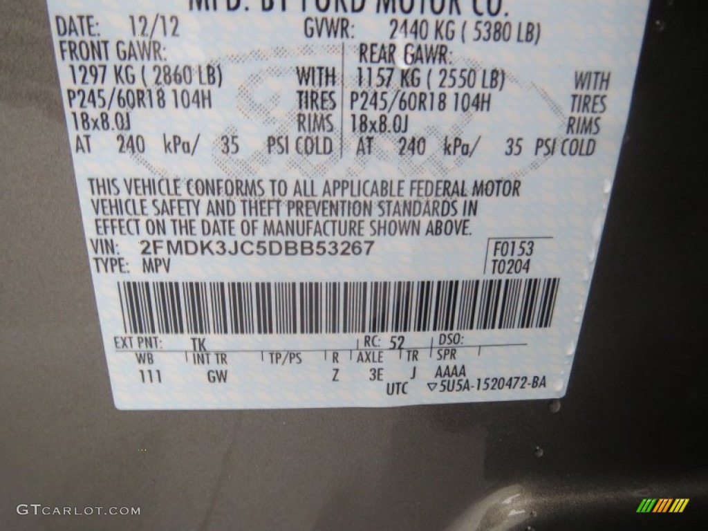 2013 Edge Color Code TK for Mineral Gray Metallic Photo #75972247