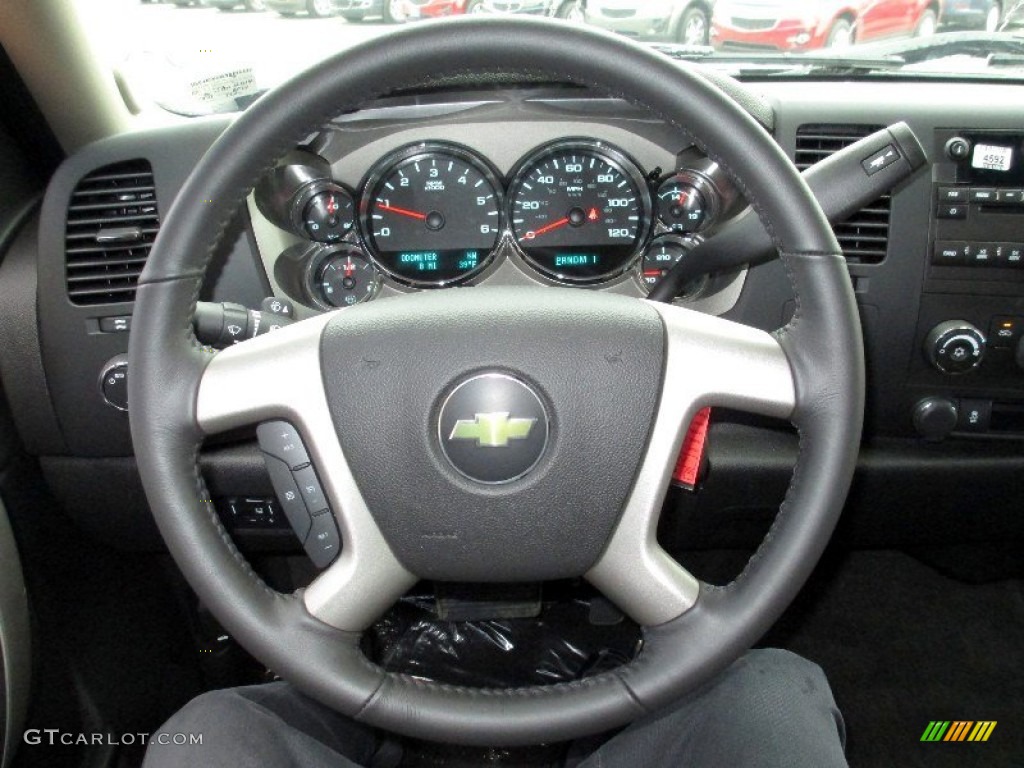 2013 Chevrolet Silverado 2500HD LT Crew Cab 4x4 Ebony Steering Wheel Photo #75975247