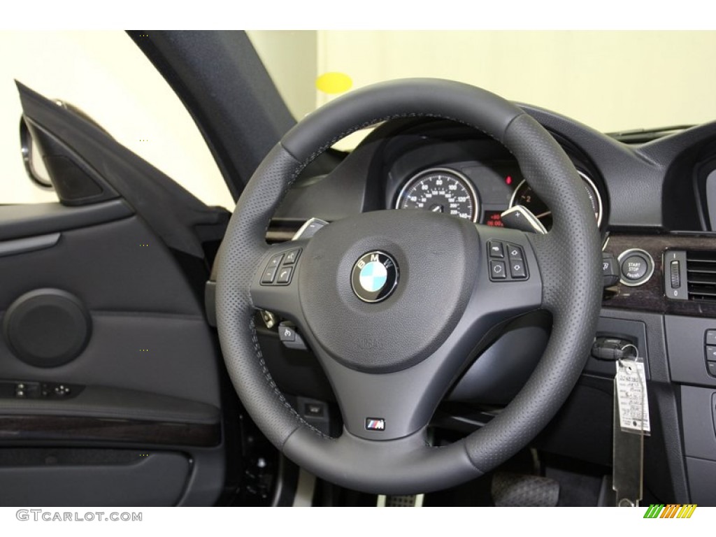 2013 BMW 3 Series 335i Coupe Black Steering Wheel Photo #75980851