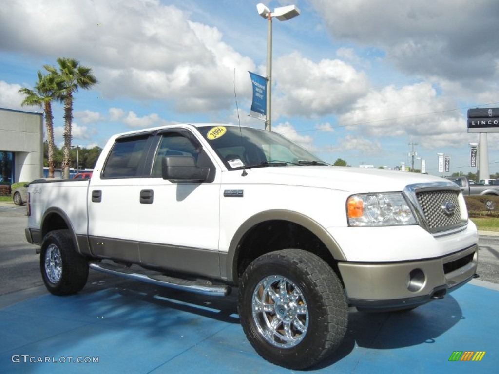 2006 F150 Lariat SuperCrew 4x4 - Oxford White / Tan photo #9