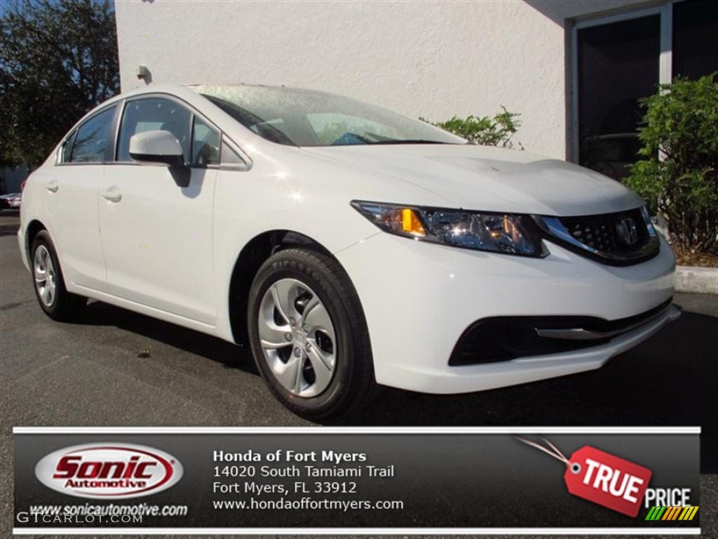 2013 Civic LX Sedan - White Orchid Pearl / Beige photo #1