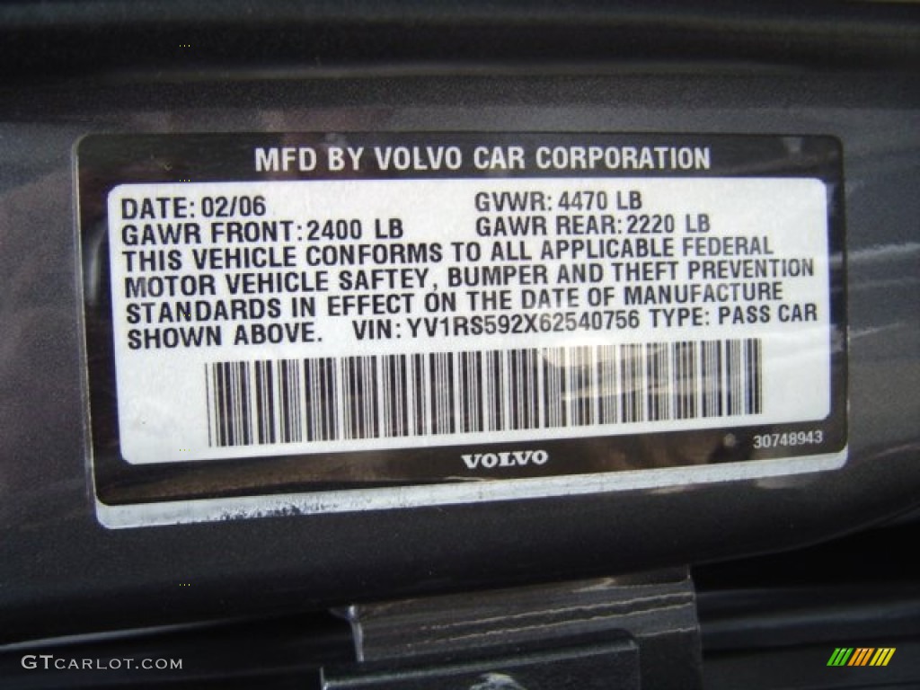 2006 Volvo S60 2.5T Info Tag Photos