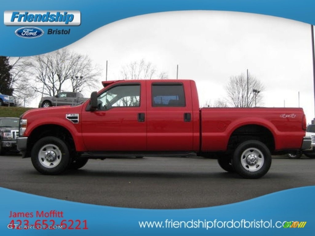 2008 F350 Super Duty XL Crew Cab 4x4 - Bright Red / Medium Stone photo #1