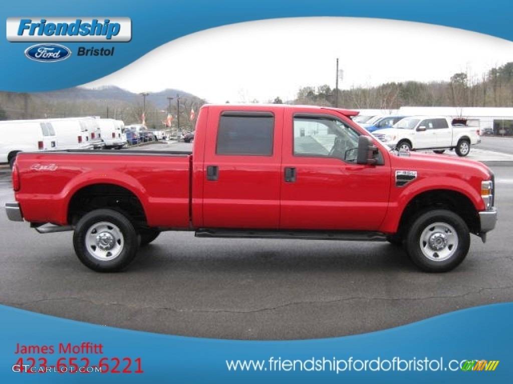 2008 F350 Super Duty XL Crew Cab 4x4 - Bright Red / Medium Stone photo #5