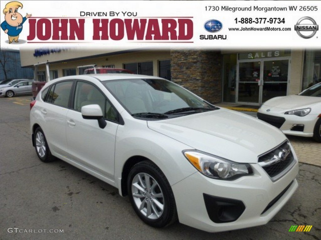 2013 Impreza 2.0i Premium 5 Door - Satin White Pearl / Ivory photo #1