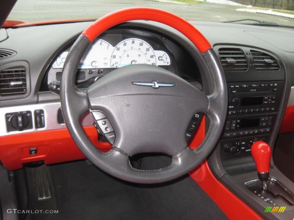 2002 Ford Thunderbird Premium Roadster Torch Red Steering Wheel Photo #75991972