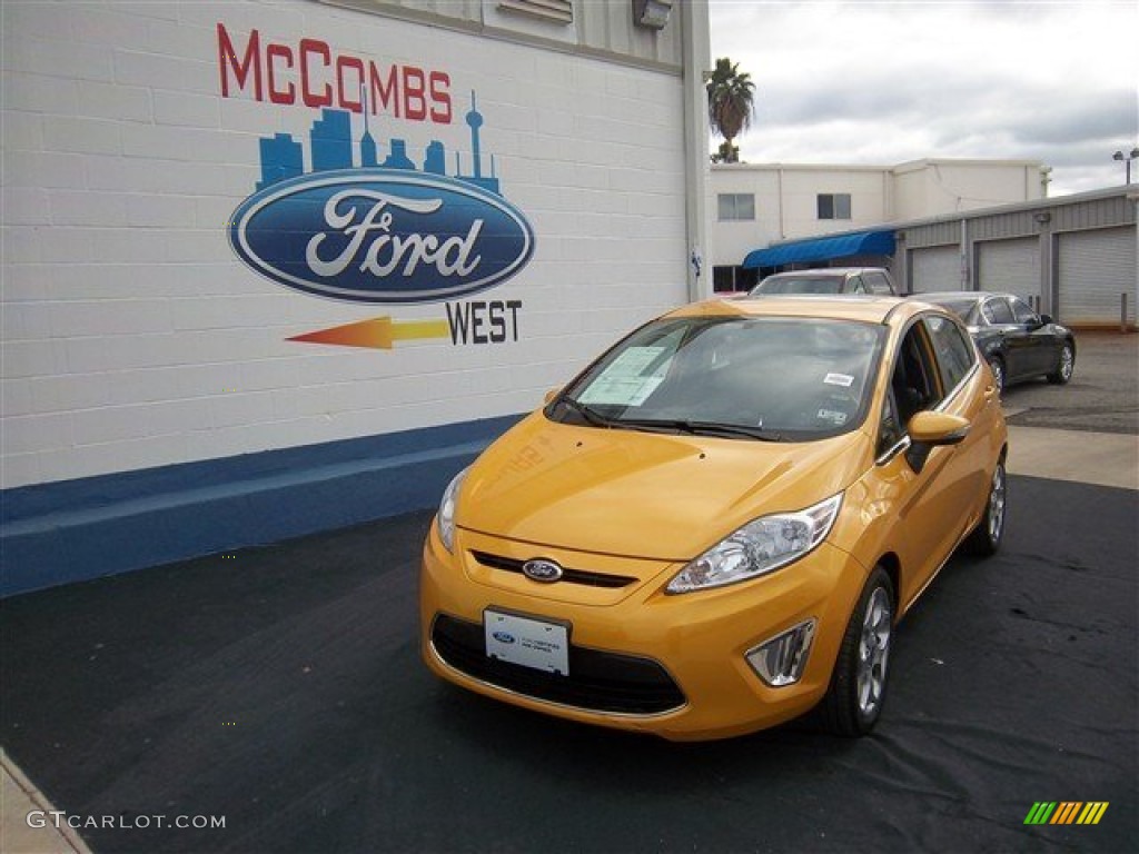 2012 Fiesta SES Hatchback - Yellow Blaze Metallic Tri-coat / Charcoal Black photo #1