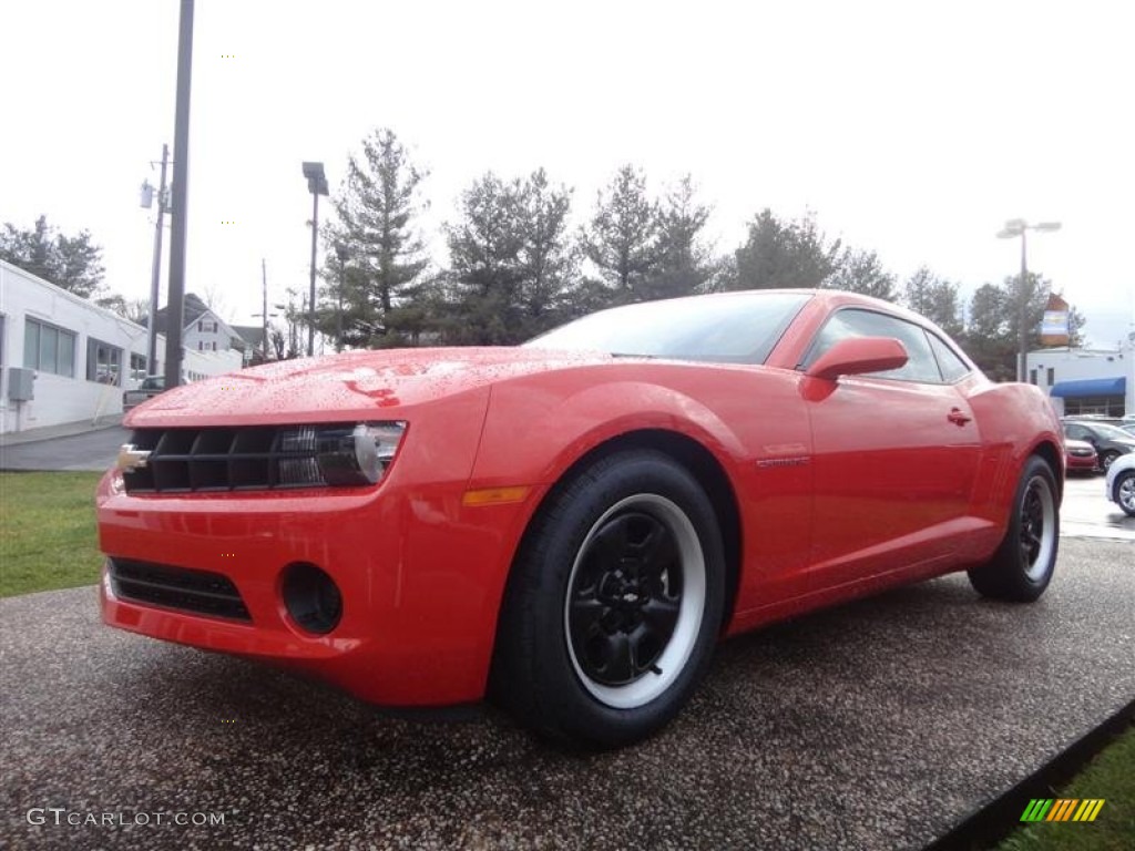 Inferno Orange Metallic 2013 Chevrolet Camaro LS Coupe Exterior Photo #75998795