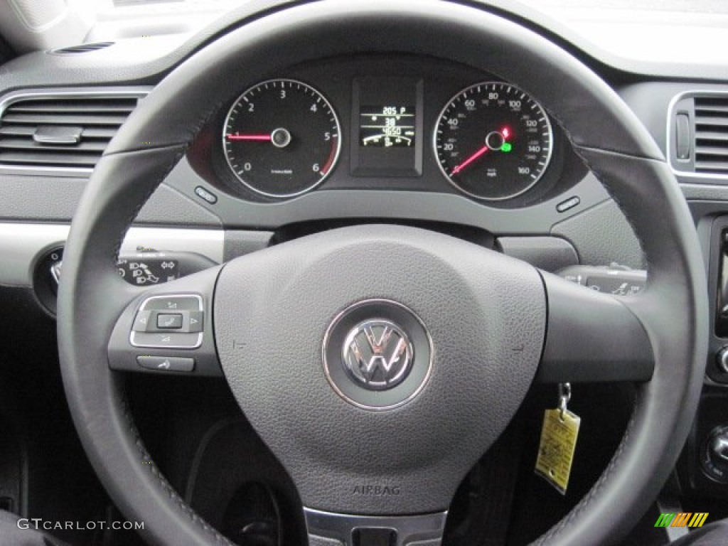 2012 Volkswagen Jetta TDI Sedan Titan Black Steering Wheel Photo #76008460