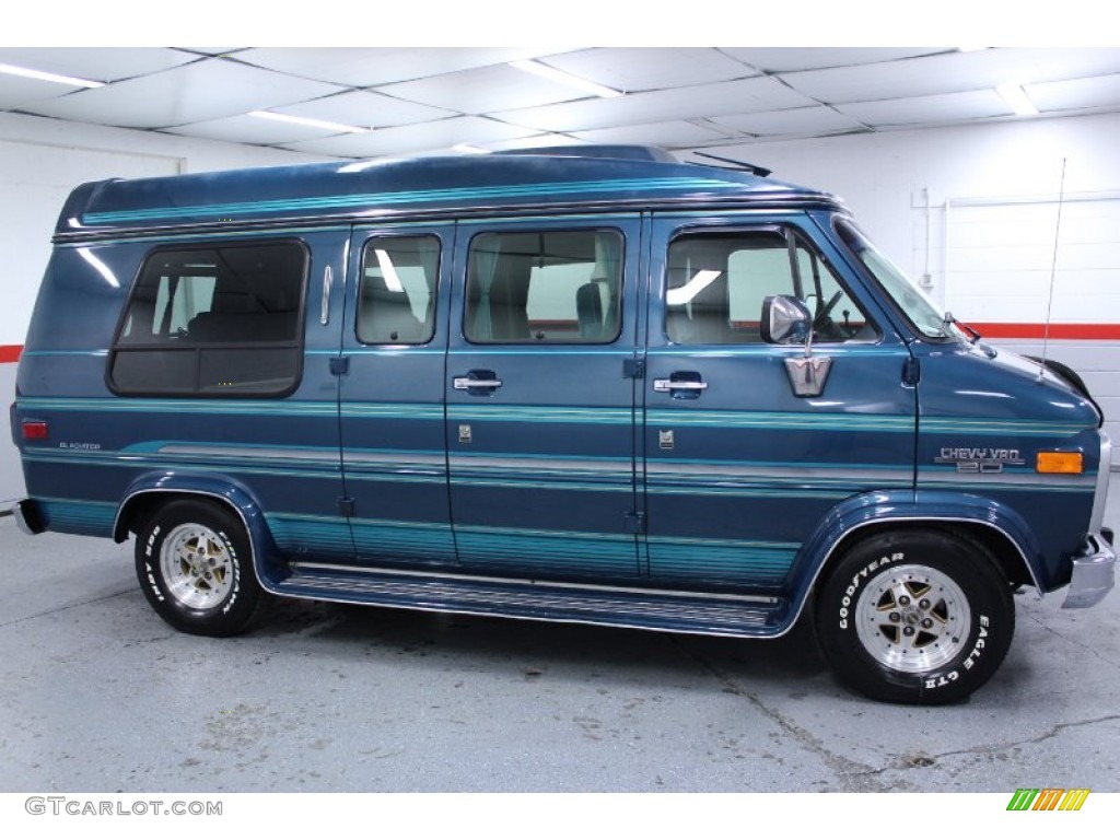 Bright Blue Metallic 1993 Chevrolet Chevy Van G20 Passenger Conversion Exterior Photo #76009213