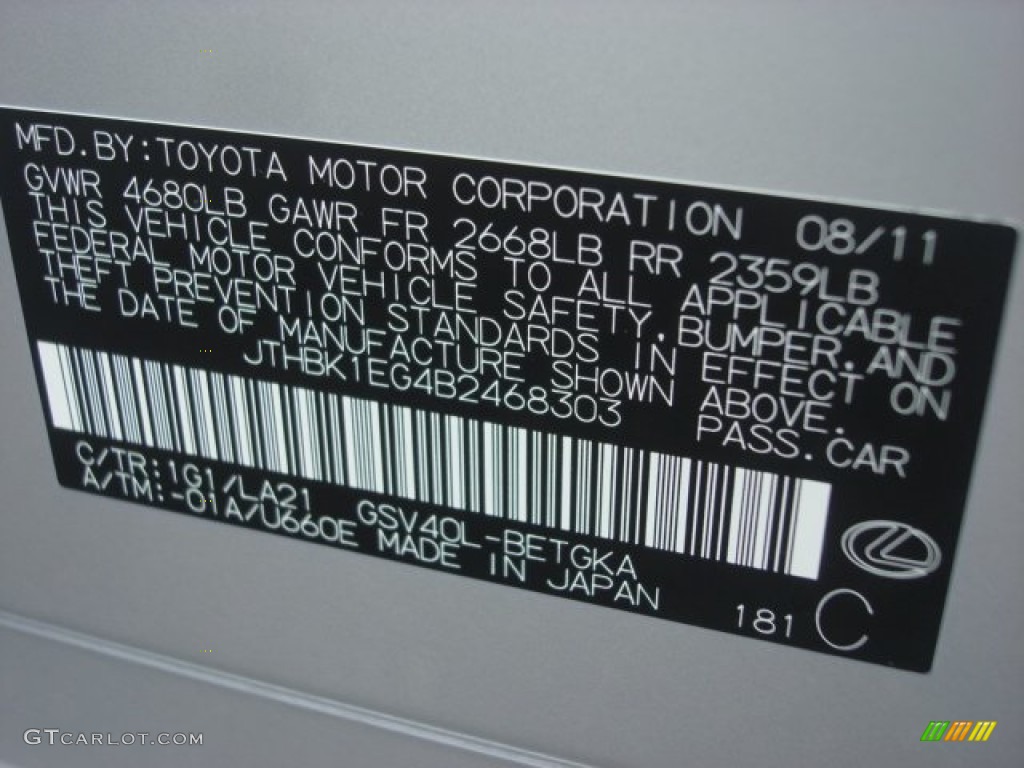 2011 ES 350 - Tungsten Pearl / Black photo #29