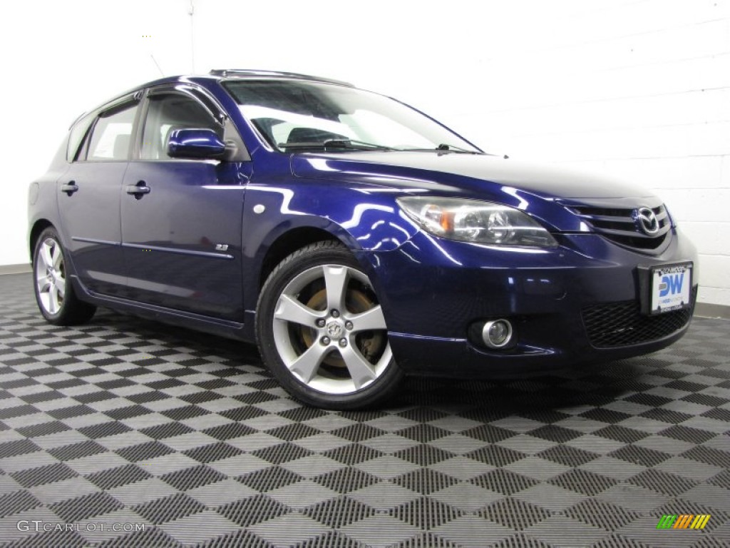 2005 MAZDA3 s Hatchback - Strato Blue Mica / Black/Blue photo #1