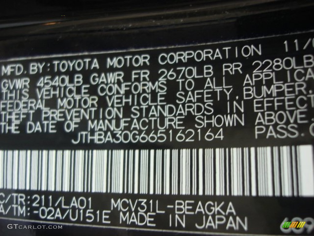 2006 ES Color Code 211 for Black Onyx Photo #76014487