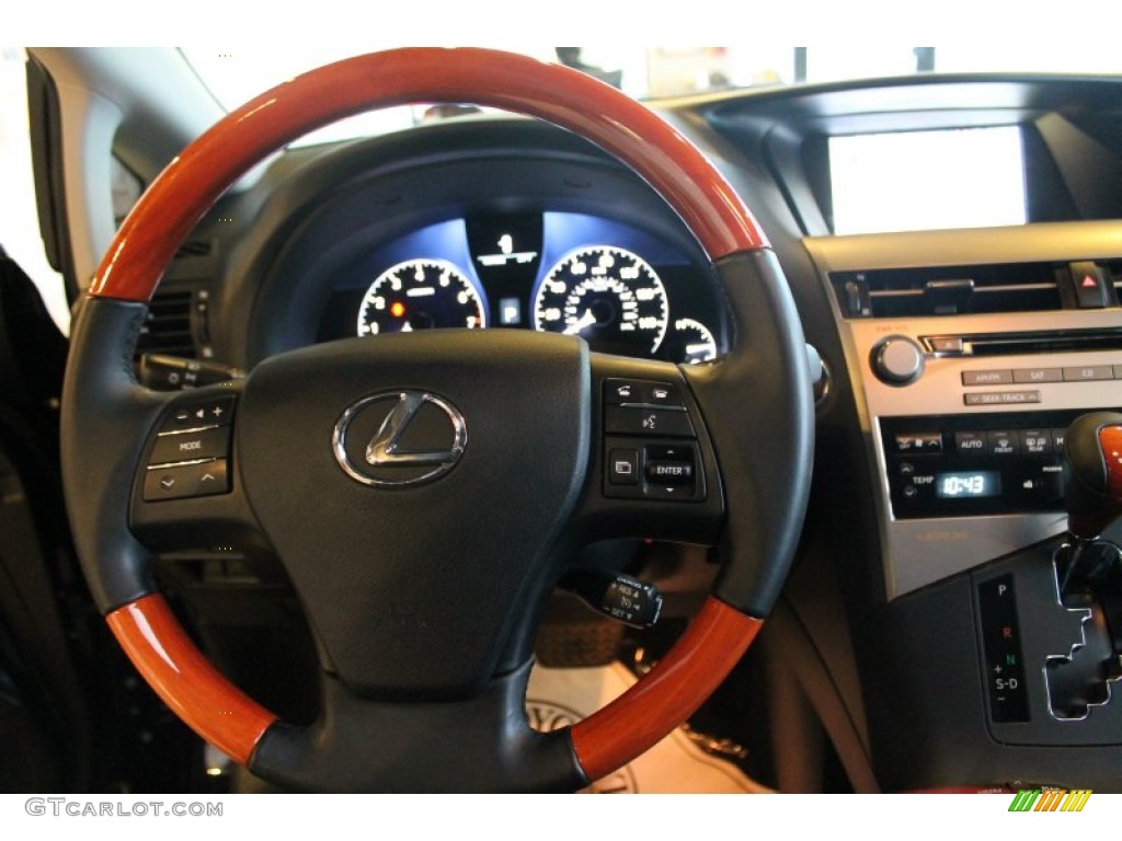 2010 Lexus RX 350 AWD Black/Brown Walnut Steering Wheel Photo #76015705