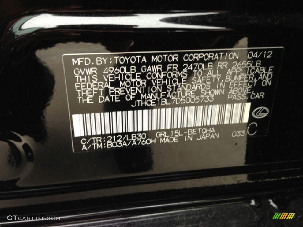 2013 GS Color Code 212 for Obsidian Black Photo #76021972