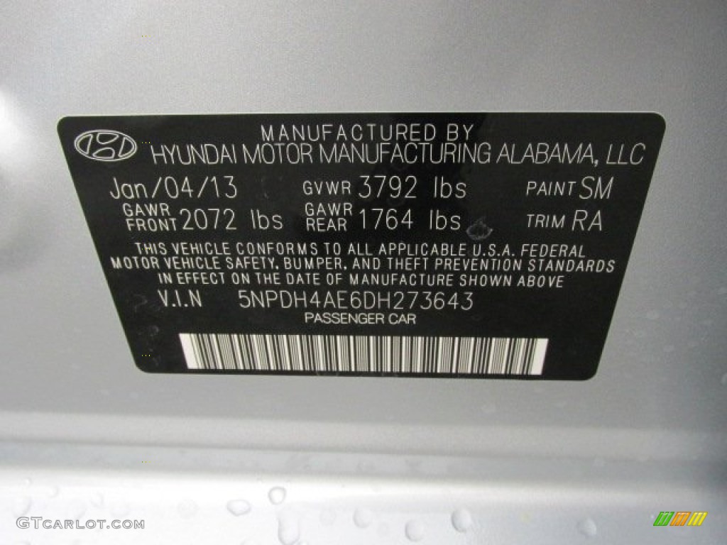 2013 Elantra GLS - Silver / Gray photo #10