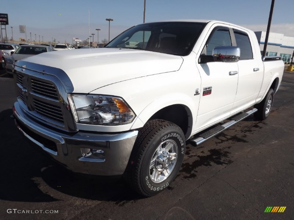 2012 Ram 2500 HD Laramie Mega Cab 4x4 - Bright White / Light Pebble Beige/Bark Brown photo #1