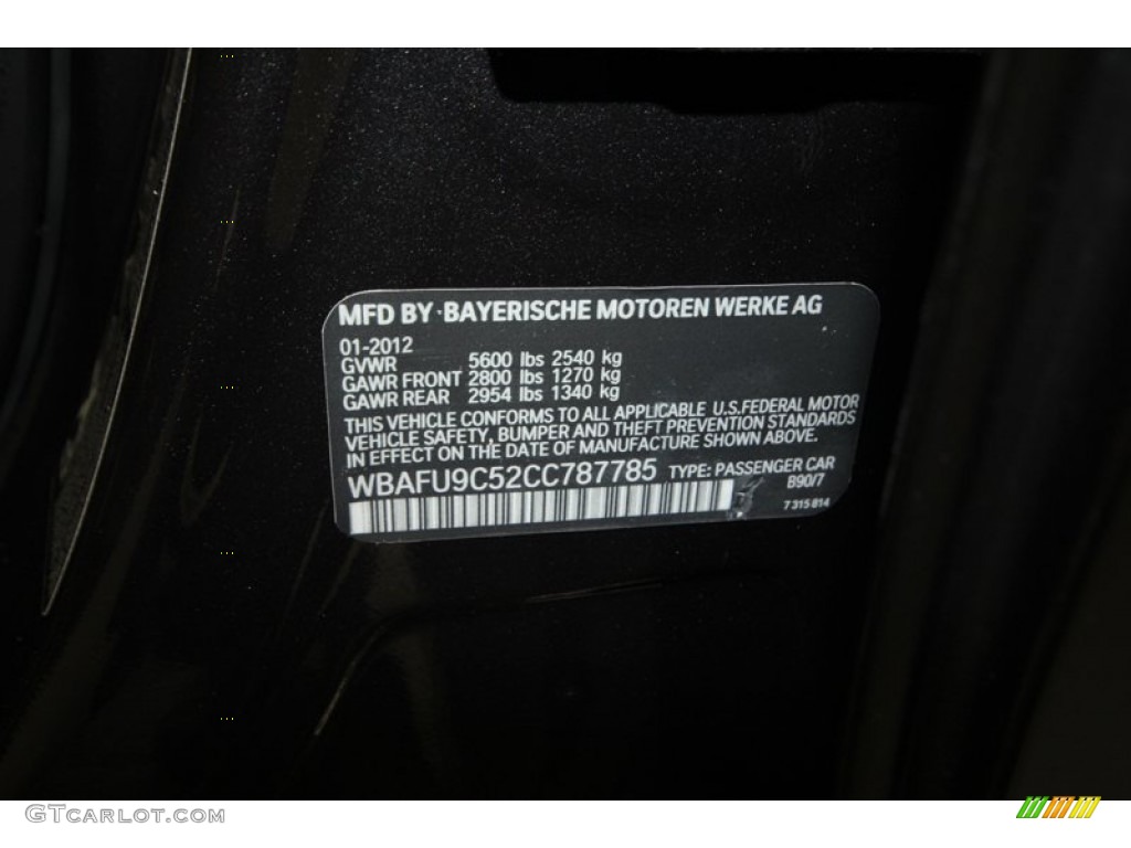 2012 5 Series 550i xDrive Sedan - Dark Graphite Metallic II / Black photo #9