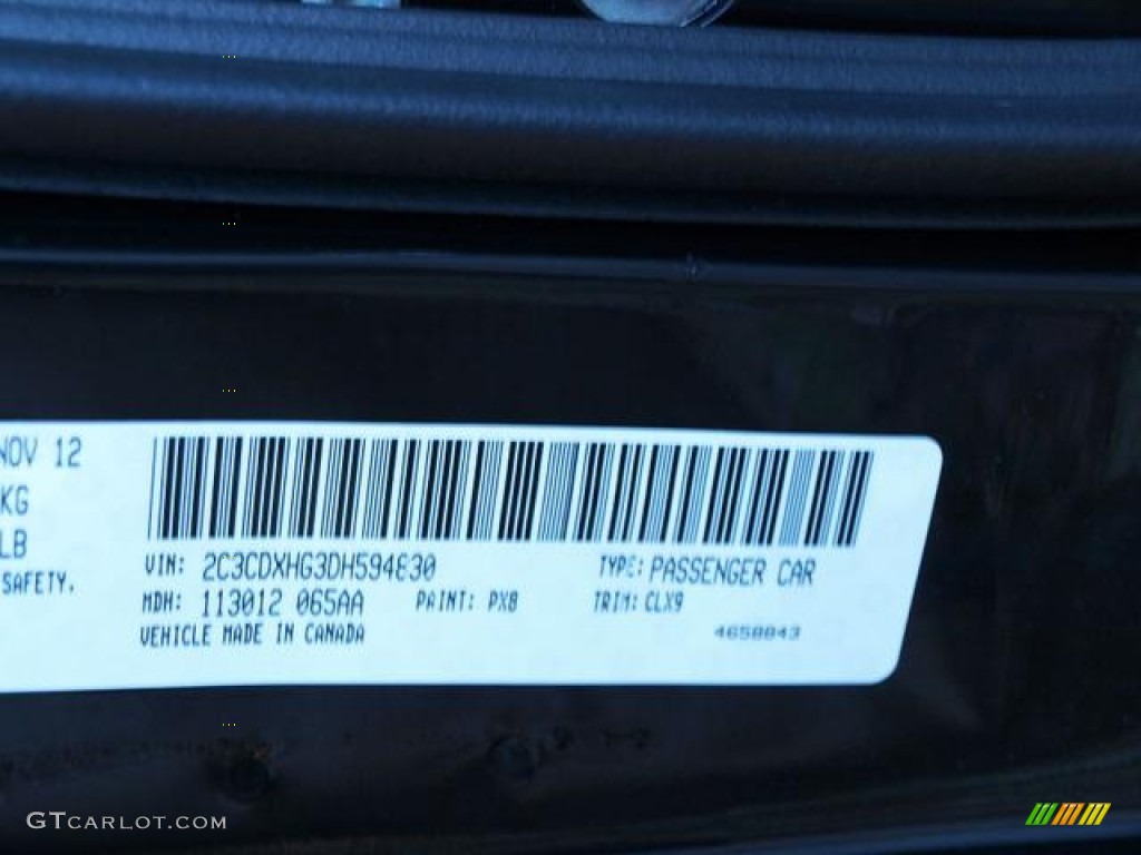 2013 Charger Color Code PX8 for Pitch Black Photo #76037553