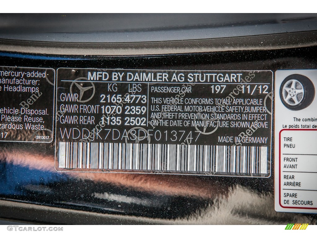 2013 SL Color Code 197 for Obsidian Black Metallic Photo #76041717