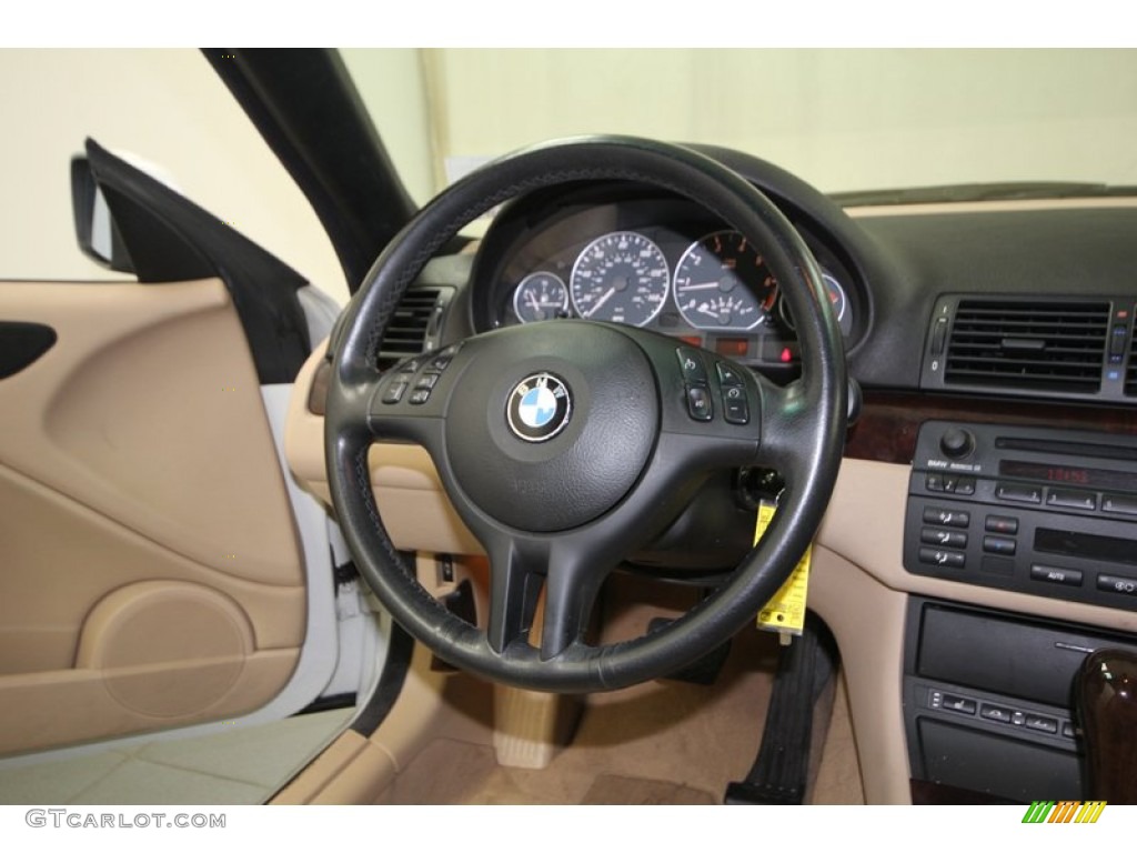 2005 BMW 3 Series 330i Convertible Sand Steering Wheel Photo #76043568
