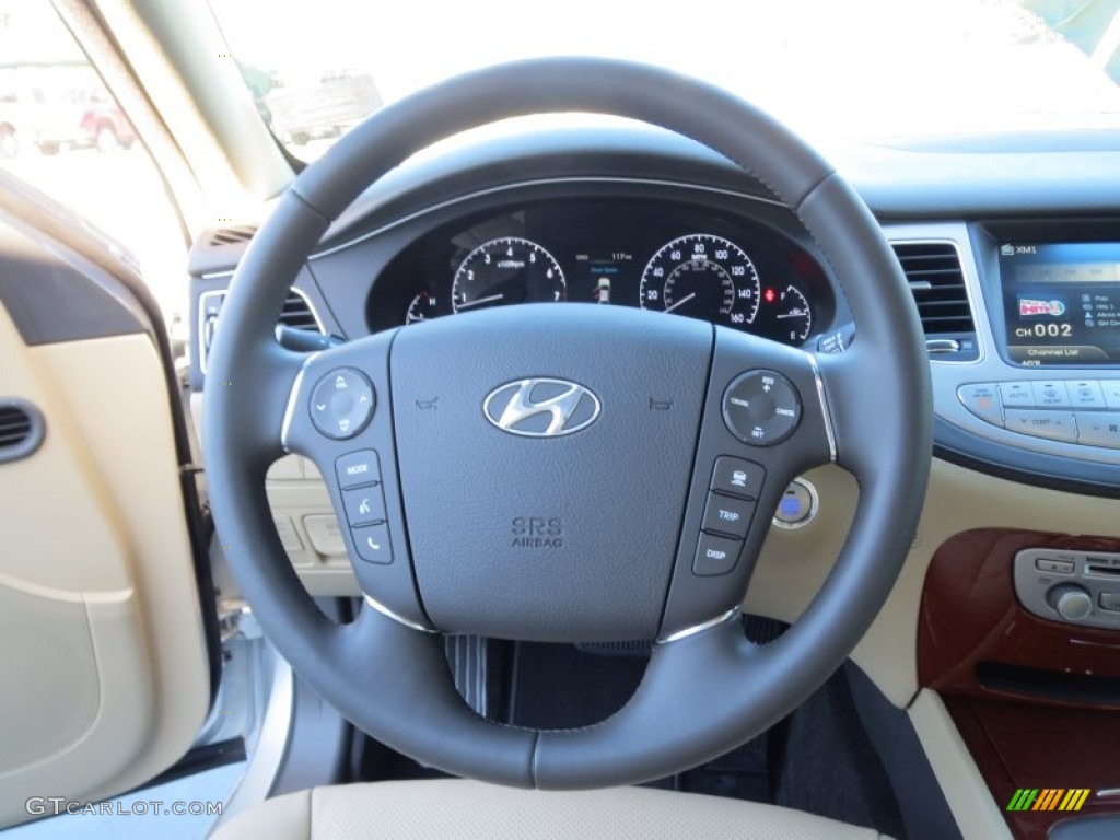 2013 Hyundai Genesis 3.8 Sedan Cashmere Steering Wheel Photo #76046285
