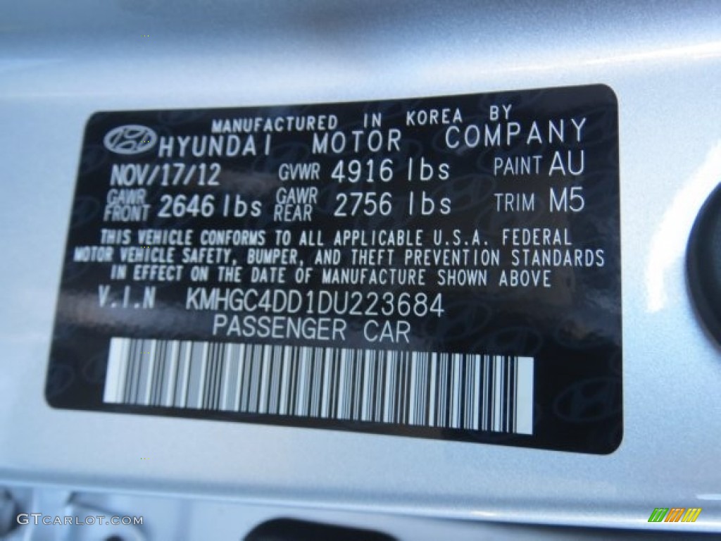 2013 Genesis Color Code AU for Platinum Metallic Photo #76046334