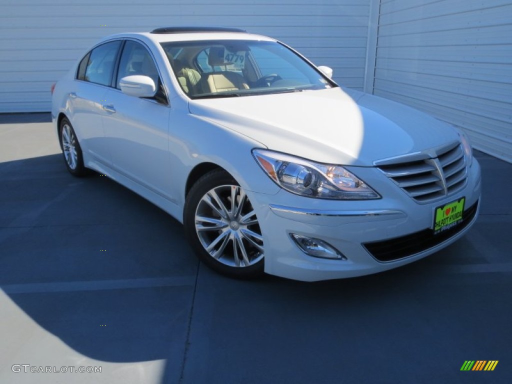 2013 Genesis 3.8 Sedan - White Satin Pearl / Cashmere photo #1