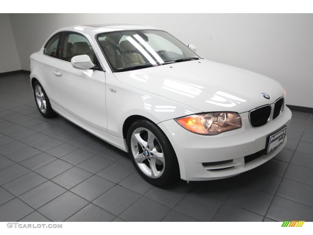 2010 1 Series 128i Coupe - Alpine White / Beige Boston Leather photo #1