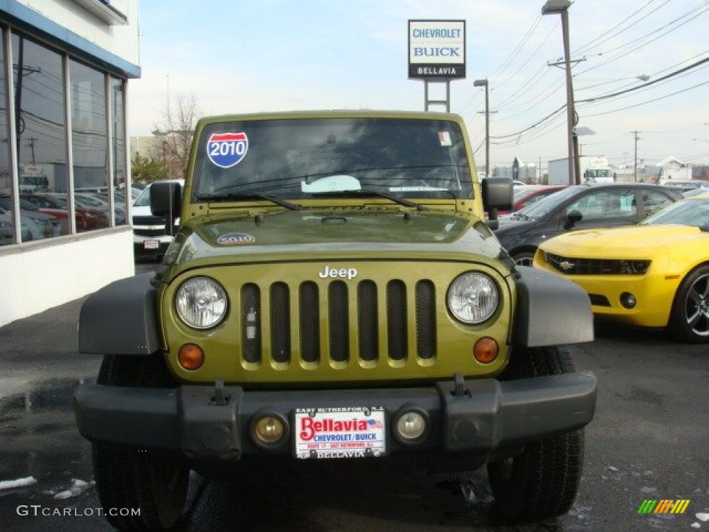 2010 Wrangler Sport 4x4 - Rescue Green Metallic / Dark Slate Gray/Medium Slate Gray photo #2