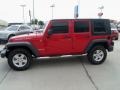 2008 Flame Red Jeep Wrangler Unlimited Rubicon 4x4  photo #6