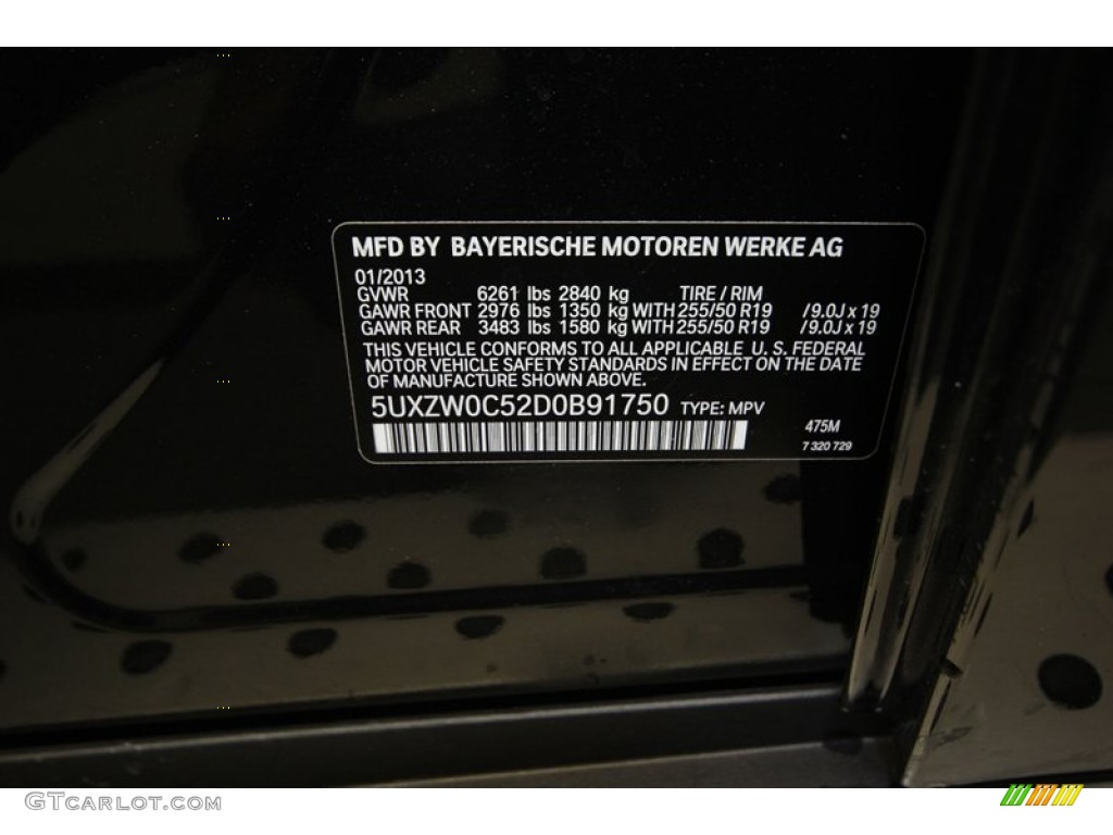 2013 X5 Color Code 475 for Black Sapphire Metallic Photo #76066737