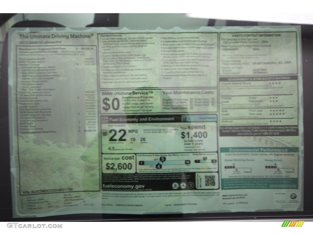 2013 BMW X5 xDrive 35d Window Sticker Photo #76066920