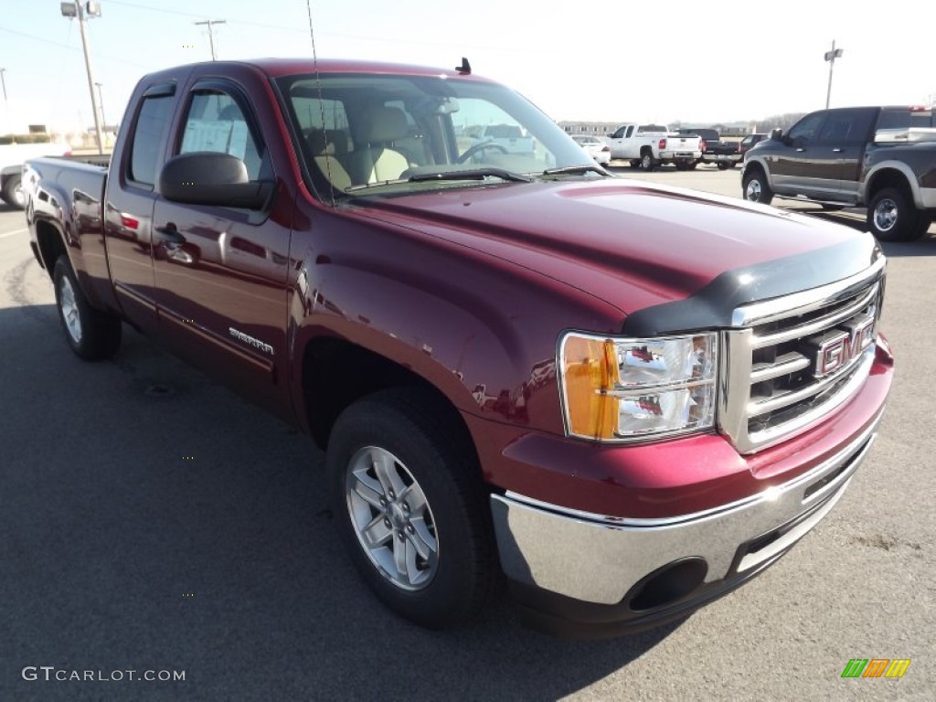 2013 Sierra 1500 SLE Extended Cab - Sonoma Red Metallic / Very Dark Cashmere/Light Cashmere photo #3