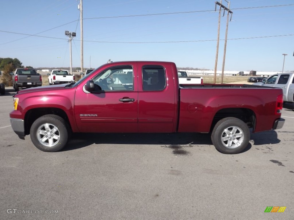 2013 Sierra 1500 SLE Extended Cab - Sonoma Red Metallic / Very Dark Cashmere/Light Cashmere photo #8