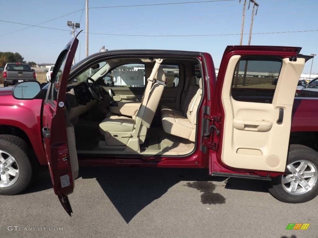 2013 Sierra 1500 SLE Extended Cab - Sonoma Red Metallic / Very Dark Cashmere/Light Cashmere photo #9